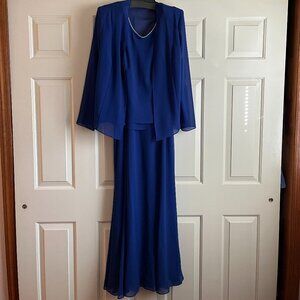Ursula of Switzerland long formal 2 piece dress size 18 in royal blue